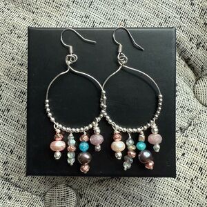 Pita Dewar Silver Ruby Mix Dangle Earrings - Curated Artisanal Collection